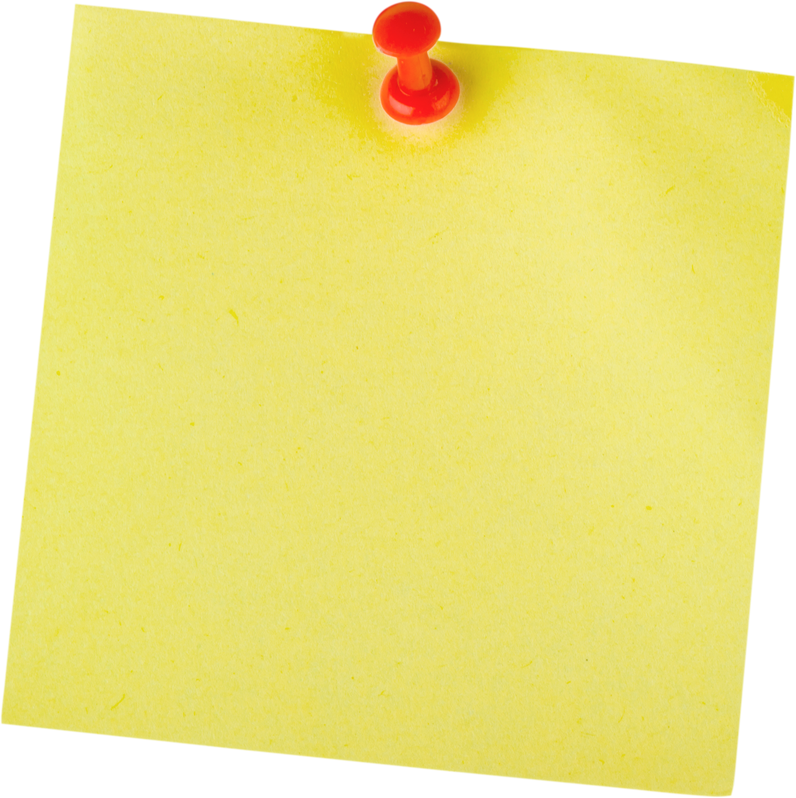 Yellow Sticky Note with Pin 